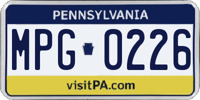 PA license plate MPG0226