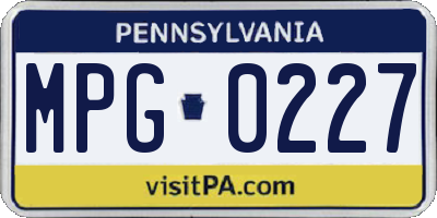 PA license plate MPG0227