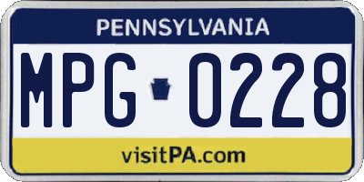 PA license plate MPG0228