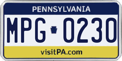 PA license plate MPG0230