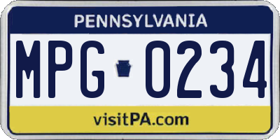 PA license plate MPG0234