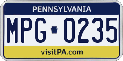 PA license plate MPG0235