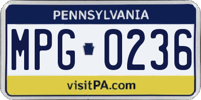 PA license plate MPG0236