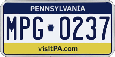 PA license plate MPG0237