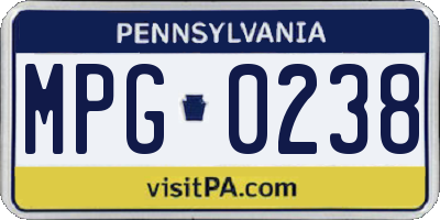 PA license plate MPG0238