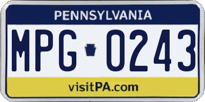 PA license plate MPG0243
