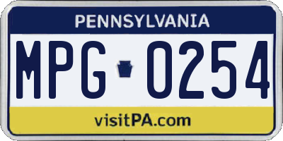 PA license plate MPG0254