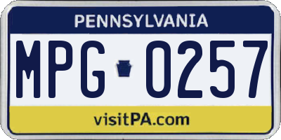 PA license plate MPG0257