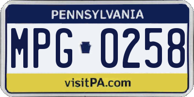 PA license plate MPG0258