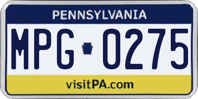 PA license plate MPG0275