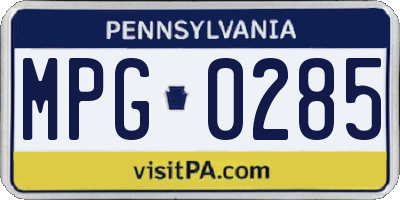 PA license plate MPG0285