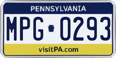 PA license plate MPG0293