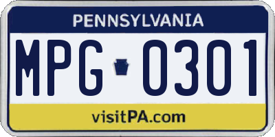 PA license plate MPG0301