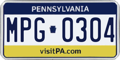 PA license plate MPG0304