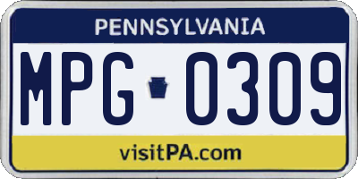 PA license plate MPG0309