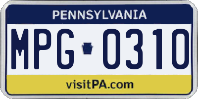 PA license plate MPG0310