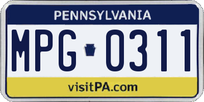 PA license plate MPG0311