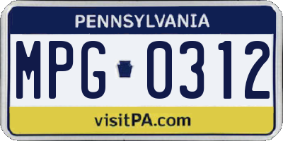 PA license plate MPG0312