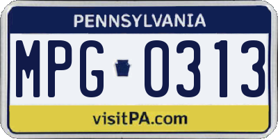 PA license plate MPG0313