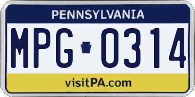 PA license plate MPG0314
