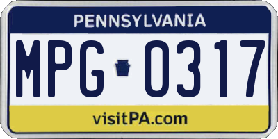 PA license plate MPG0317