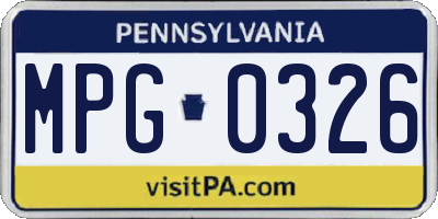 PA license plate MPG0326