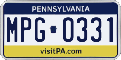 PA license plate MPG0331