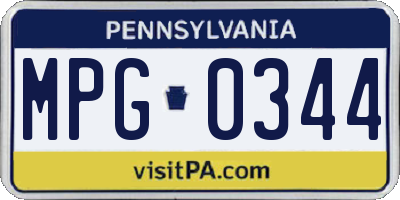 PA license plate MPG0344