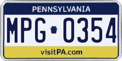 PA license plate MPG0354