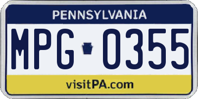 PA license plate MPG0355