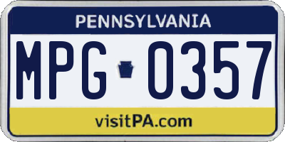 PA license plate MPG0357