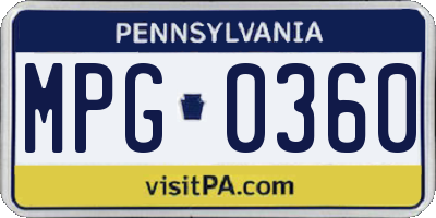 PA license plate MPG0360