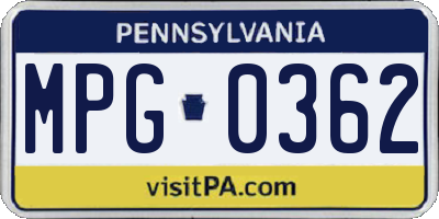 PA license plate MPG0362