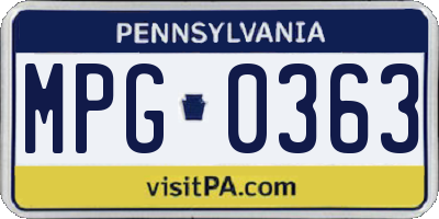 PA license plate MPG0363
