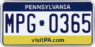PA license plate MPG0365