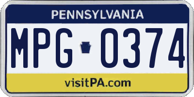 PA license plate MPG0374