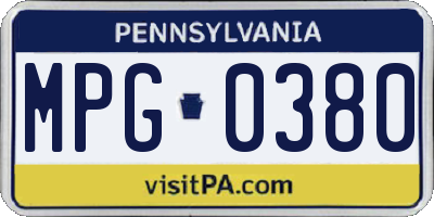 PA license plate MPG0380