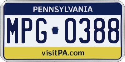 PA license plate MPG0388