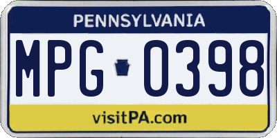 PA license plate MPG0398