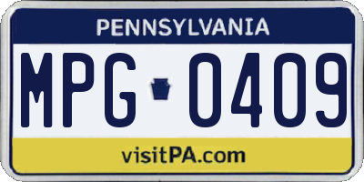 PA license plate MPG0409