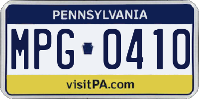 PA license plate MPG0410