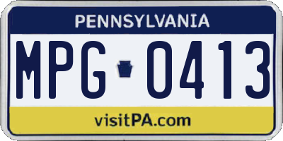 PA license plate MPG0413