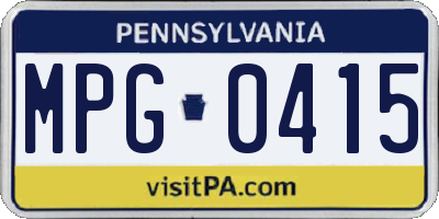 PA license plate MPG0415