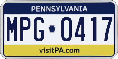 PA license plate MPG0417