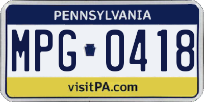 PA license plate MPG0418