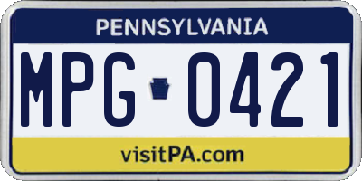 PA license plate MPG0421