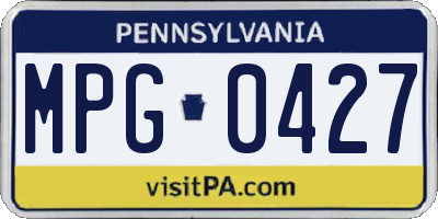 PA license plate MPG0427