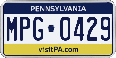 PA license plate MPG0429