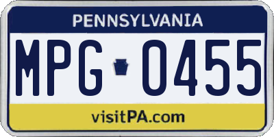 PA license plate MPG0455