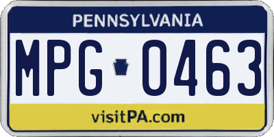 PA license plate MPG0463